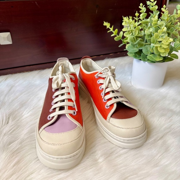 Camper Multicolor Leather Platform Sneakers Cream Orange Lilac US Size 9 - Picture 6 of 13